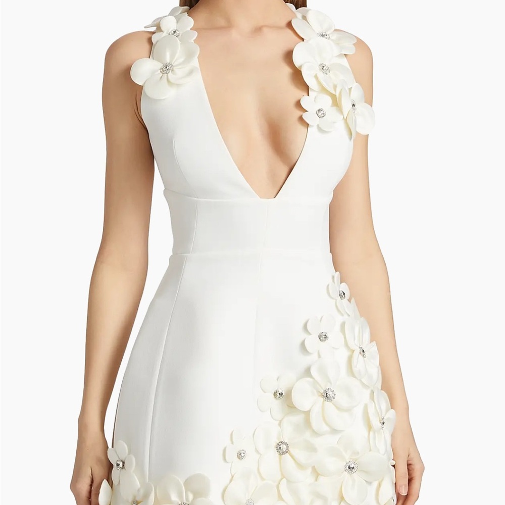 Bronx and Banco Estelle Crystal-Embellished Floral-Appliquéd Minidress